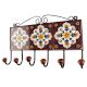 Dark Brown With White Floral Ceramic Tile Hook